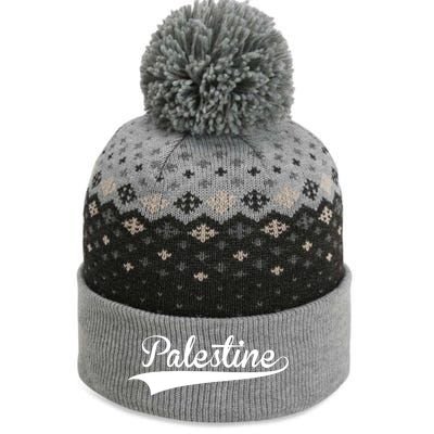 Palestine Baseball Vintage Retro Font The Baniff Cuffed Pom Beanie