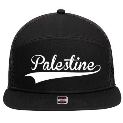 Palestine Baseball Vintage Retro Font 7 Panel Mesh Trucker Snapback Hat