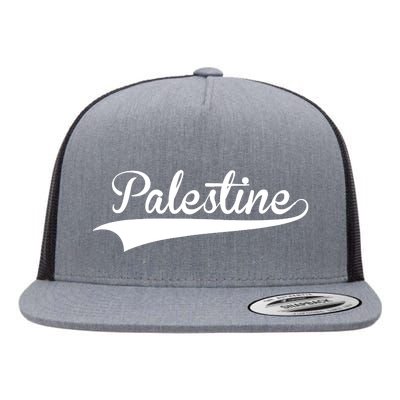 Palestine Baseball Vintage Retro Font Flat Bill Trucker Hat