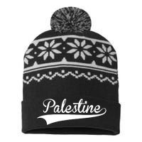 Palestine Baseball Vintage Retro Font USA-Made Snowflake Beanie