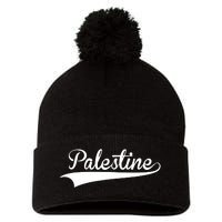 Palestine Baseball Vintage Retro Font Pom Pom 12in Knit Beanie