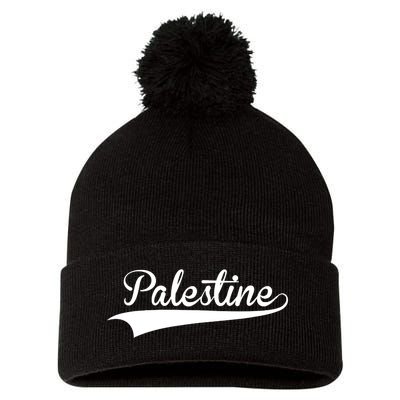 Palestine Baseball Vintage Retro Font Pom Pom 12in Knit Beanie