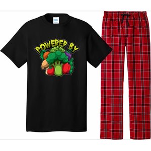 Powered By Vegetables Gift Strong Vegan Life Funny Gift Pajama Set