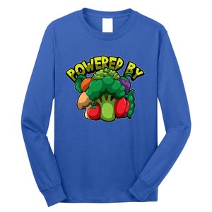 Powered By Vegetables Gift Strong Vegan Life Funny Gift Long Sleeve Shirt