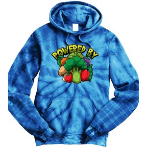 Powered By Vegetables Gift Strong Vegan Life Funny Gift Tie Dye Hoodie