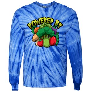 Powered By Vegetables Gift Strong Vegan Life Funny Gift Tie-Dye Long Sleeve Shirt