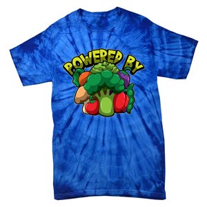 Powered By Vegetables Gift Strong Vegan Life Funny Gift Tie-Dye T-Shirt