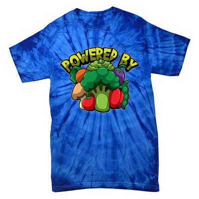 Powered By Vegetables Gift Strong Vegan Life Funny Gift Tie-Dye T-Shirt