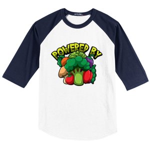 Powered By Vegetables Gift Strong Vegan Life Funny Gift Baseball Sleeve Shirt