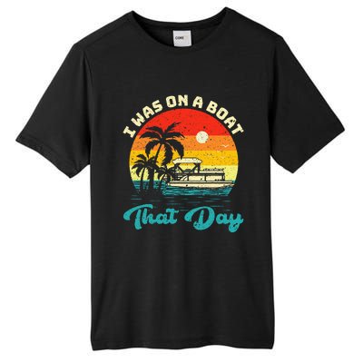 Ponton Boat Vintage Retro I Was On A Boat That Day Tall Fusion ChromaSoft Performance T-Shirt