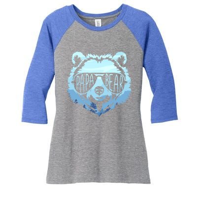 Papa Bear Vintage Graphic Gift Women's Tri-Blend 3/4-Sleeve Raglan Shirt