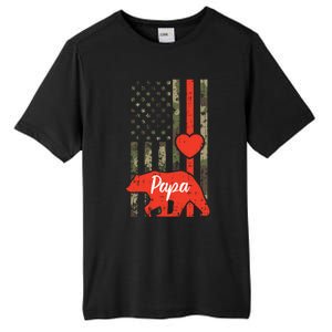 Papa Bear Valentines Day American Flag Camo Family Matching Funny Gift Tall Fusion ChromaSoft Performance T-Shirt