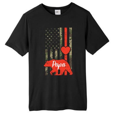 Papa Bear Valentines Day American Flag Camo Family Matching Funny Gift Tall Fusion ChromaSoft Performance T-Shirt