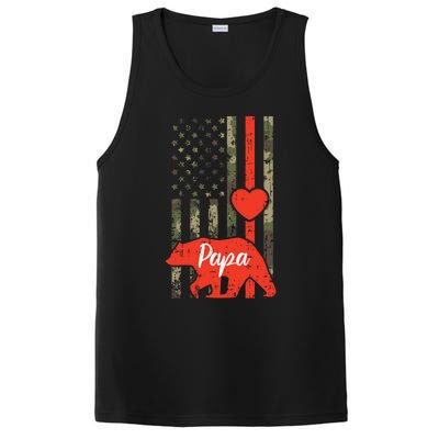 Papa Bear Valentines Day American Flag Camo Family Matching Funny Gift PosiCharge Competitor Tank