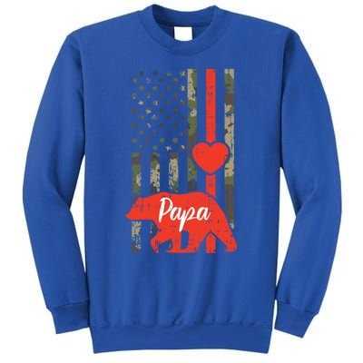 Papa Bear Valentines Day American Flag Camo Family Matching Funny Gift Sweatshirt