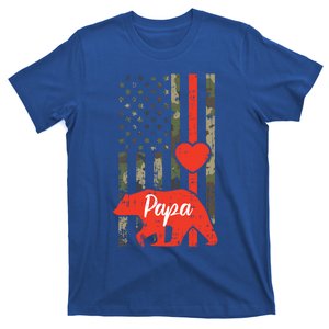 Papa Bear Valentines Day American Flag Camo Family Matching Funny Gift T-Shirt