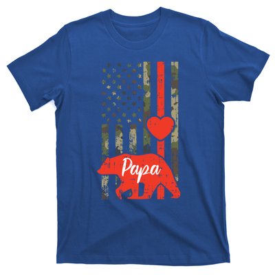 Papa Bear Valentines Day American Flag Camo Family Matching Funny Gift T-Shirt