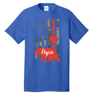 Papa Bear Valentines Day American Flag Camo Family Matching Funny Gift Tall T-Shirt