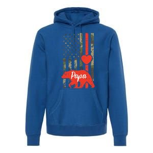 Papa Bear Valentines Day American Flag Camo Family Matching Funny Gift Premium Hoodie