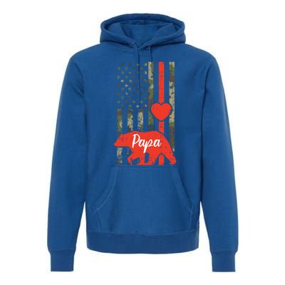 Papa Bear Valentines Day American Flag Camo Family Matching Funny Gift Premium Hoodie