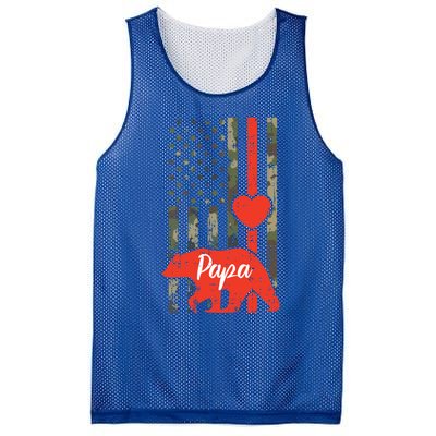 Papa Bear Valentines Day American Flag Camo Family Matching Funny Gift Mesh Reversible Basketball Jersey Tank