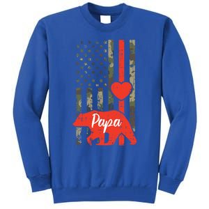 Papa Bear Valentines Day American Flag Camo Family Matching Funny Gift Tall Sweatshirt