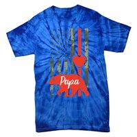 Papa Bear Valentines Day American Flag Camo Family Matching Funny Gift Tie-Dye T-Shirt