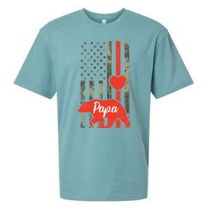 Papa Bear Valentines Day American Flag Camo Family Matching Funny Gift Sueded Cloud Jersey T-Shirt