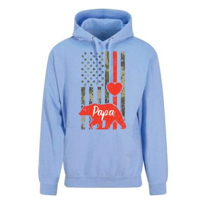 Papa Bear Valentines Day American Flag Camo Family Matching Funny Gift Unisex Surf Hoodie