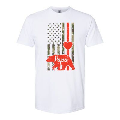 Papa Bear Valentines Day American Flag Camo Family Matching Funny Gift Softstyle CVC T-Shirt