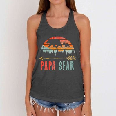 Papa Bear Vintage Father's Day Dad Grandpa Women's Knotted Racerback Tank