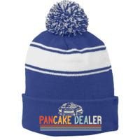 Pancake Breakfast Vintage Pancake Baker And Pancake Lover Gift Stripe Pom Pom Beanie