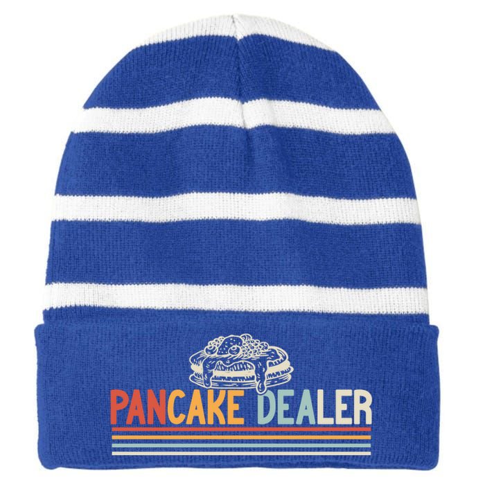 Pancake Breakfast Vintage Pancake Baker And Pancake Lover Gift Striped Beanie with Solid Band