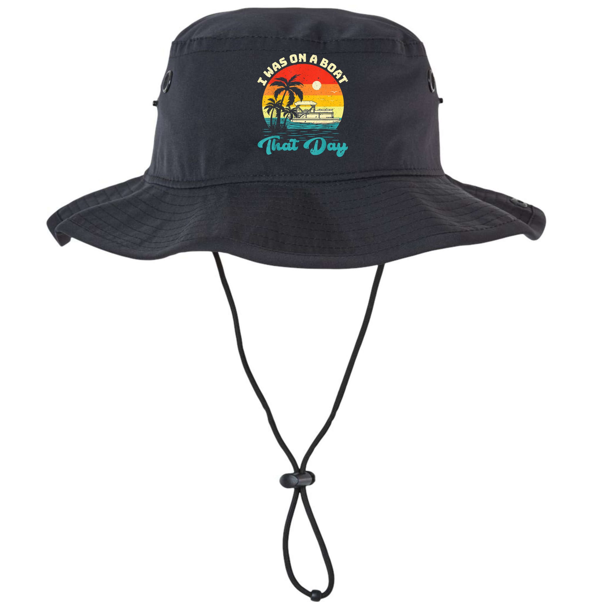 Ponton Boat Vintage Retro I Was On A Boat That Day Bucket Hat