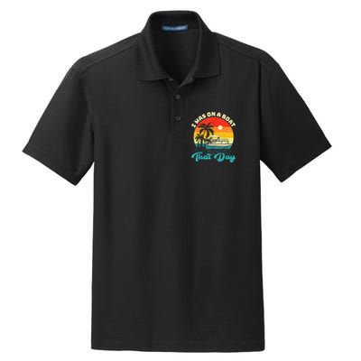 Ponton Boat Vintage Retro I Was On A Boat That Day Dry Zone Grid Polo