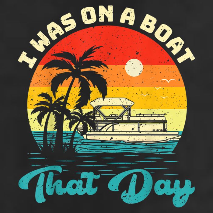 Ponton Boat Vintage Retro I Was On A Boat That Day Golf Towel