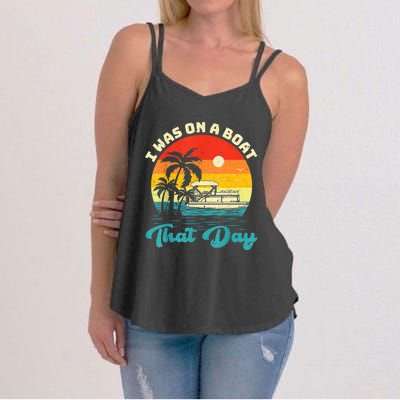 Ponton Boat Vintage Retro I Was On A Boat That Day Women's Strappy Tank