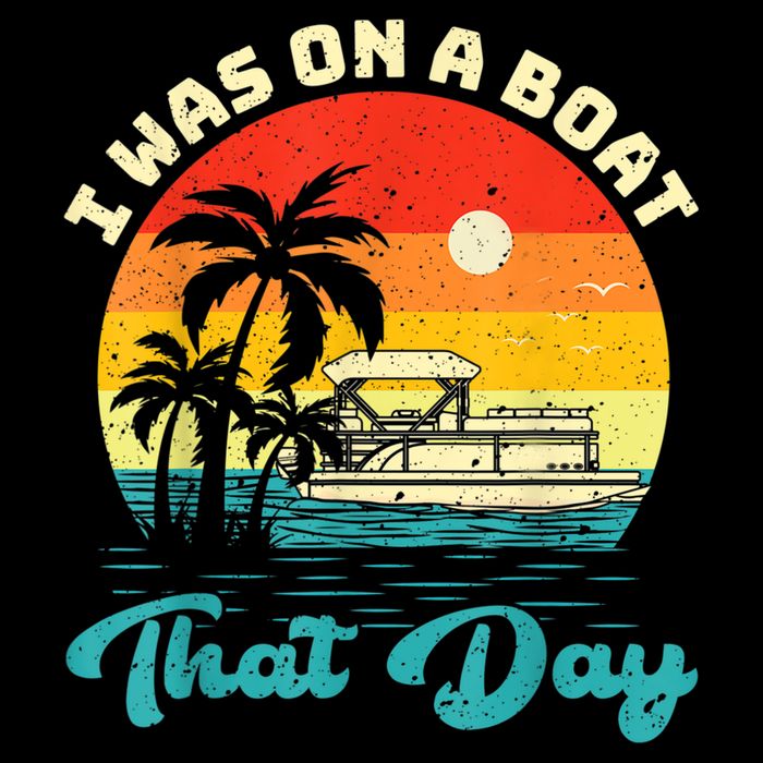 Ponton Boat Vintage Retro I Was On A Boat That Day Visor
