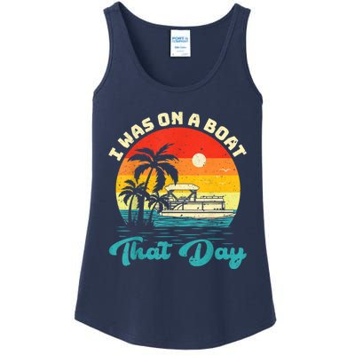 Ponton Boat Vintage Retro I Was On A Boat That Day Ladies Essential Tank