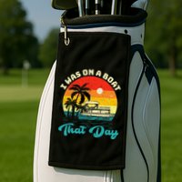 Ponton Boat Vintage Retro I Was On A Boat That Day Golf Towel