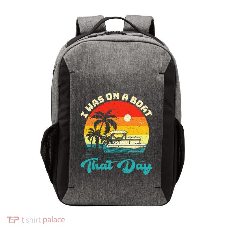 Ponton Boat Vintage Retro I Was On A Boat That Day Vector Backpack