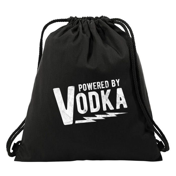 Powered By Vodka Drawstring Bag