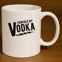 Powered By Vodka 11oz C Handle Ceramic Mug