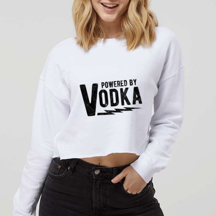 Powered By Vodka Cropped Pullover Crew