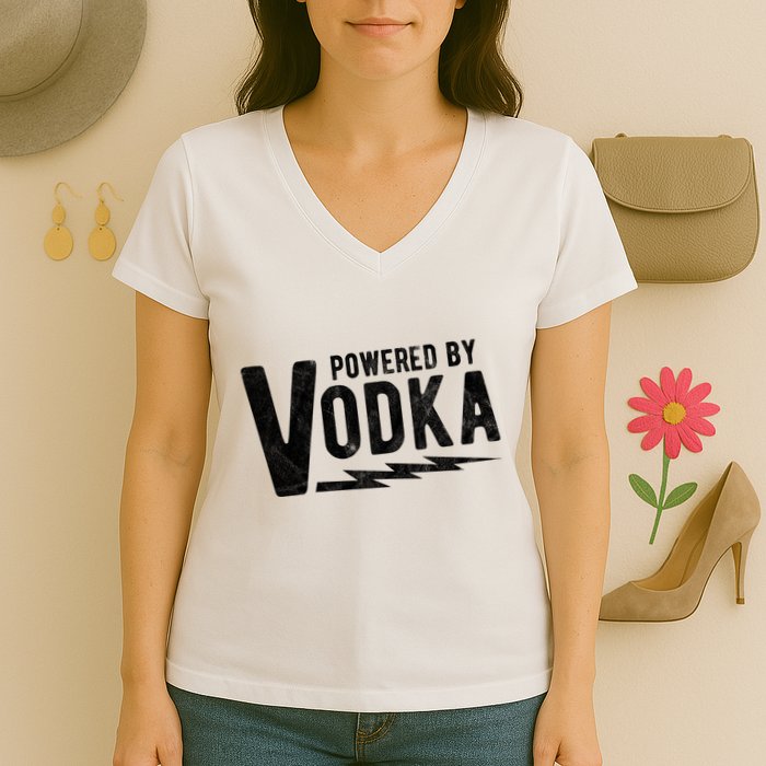 Powered By Vodka Women's V-Neck T-Shirt