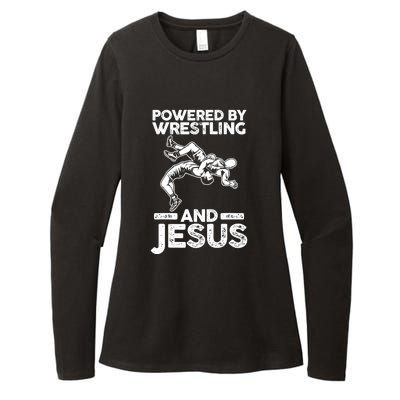 Powered By Wrestling And Jesus Womens CVC Long Sleeve Shirt