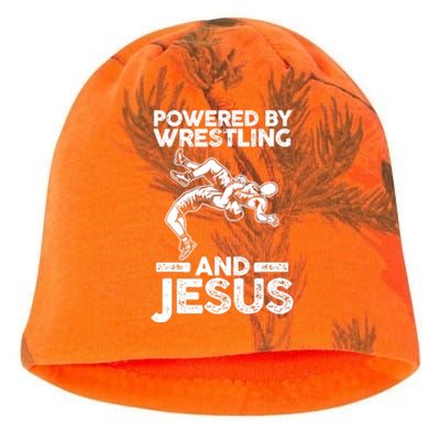 Powered By Wrestling And Jesus Kati - Camo Knit Beanie