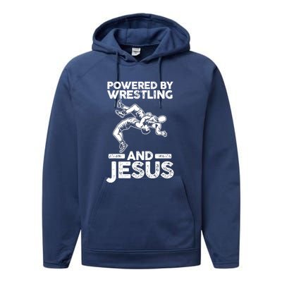 Powered By Wrestling And Jesus Performance Fleece Hoodie