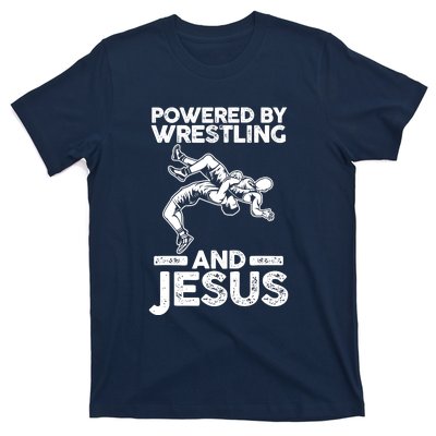 Powered By Wrestling And Jesus T-Shirt