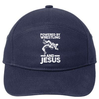 Powered By Wrestling And Jesus 7-Panel Snapback Hat